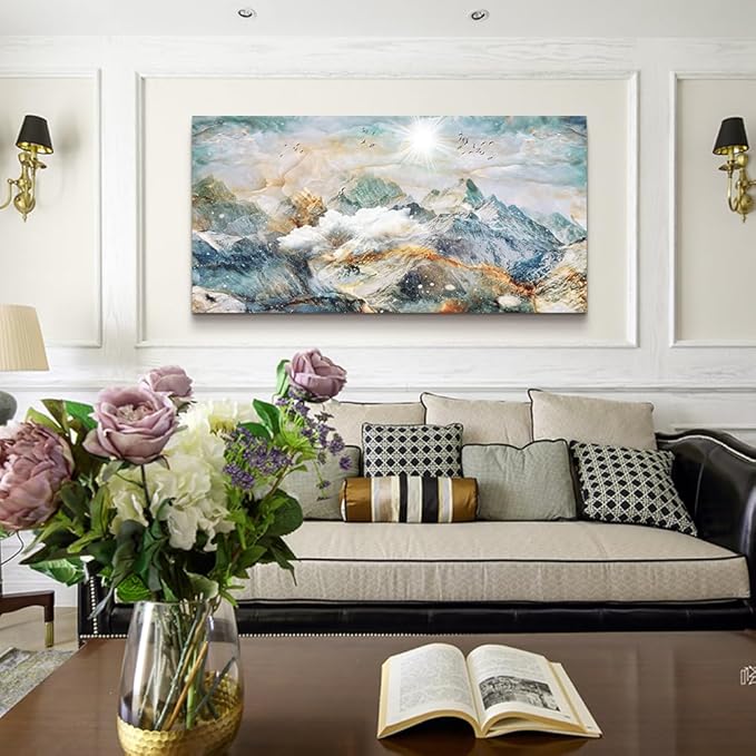 Lapremoly Large Canvas Wall Art For Living Room Wall Decor For Bedroom Office Wall Decoration Mountain Landscape Abstract Wall Painting Framed Pictures Decor Artwork Farmhouse Home Wall Art 24"X48"