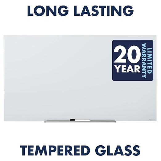 Quartet Glass Whiteboard, Magnetic Dry Erase Board, Wall Mounted Whiteboard for Office, School and Home, 72" W x 48" H, White (Q25F03IMW)