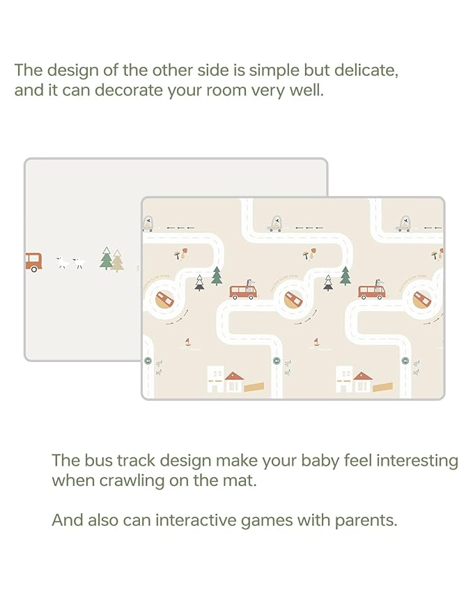 Baby Play Mat 50"*78" Foldable Foam Baby Play Mat for Floor Reversible Waterproof Playmats for Babies Boy and Toddlers Infants Edge Reinforcement Crawling Mat for Indoor&Outdoor&Travel