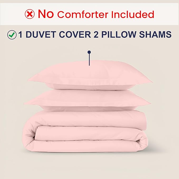 Kotton Culture 3 Pc California King Size Duvet Cover Set -100% Egyptian Cotton Sateen 600 Thread Count Ultra Soft Premium Durable Comforter Cover Zipper Closure & Corner Ties (Pink Blush,104"x98")