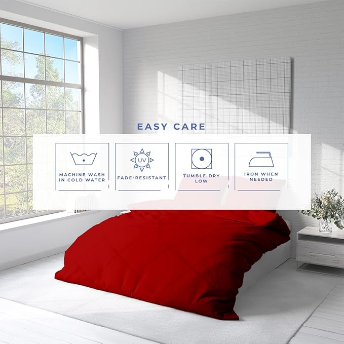 Kotton Culture Twin Size Duvet Cover Set 100% Egyptian Cotton - 600 Thread Count Ultra Soft Premium Durable Comforter Cover Zipper Closure & Corner Ties (Blood Red,Twin/Twin XL 68" X 90")