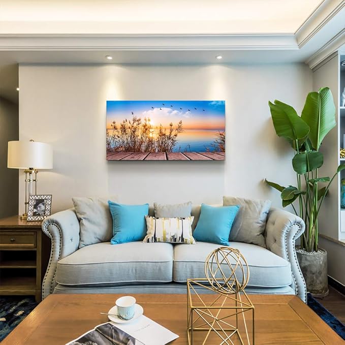 Wall Art for living room Canvas Print Artwork Wall Art Decor Blue ocean waves sun seaview Poster painting bedroom wall decorations Seascape Canvas Prints Picture Office Works Home bathroom wall decor