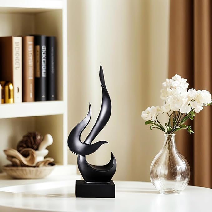 Dosker Black Flame Sculptures Home Decor, Abstract Statues Shelf Decor, Table Decor, Desk Decor for Living Room Office, Kitchen