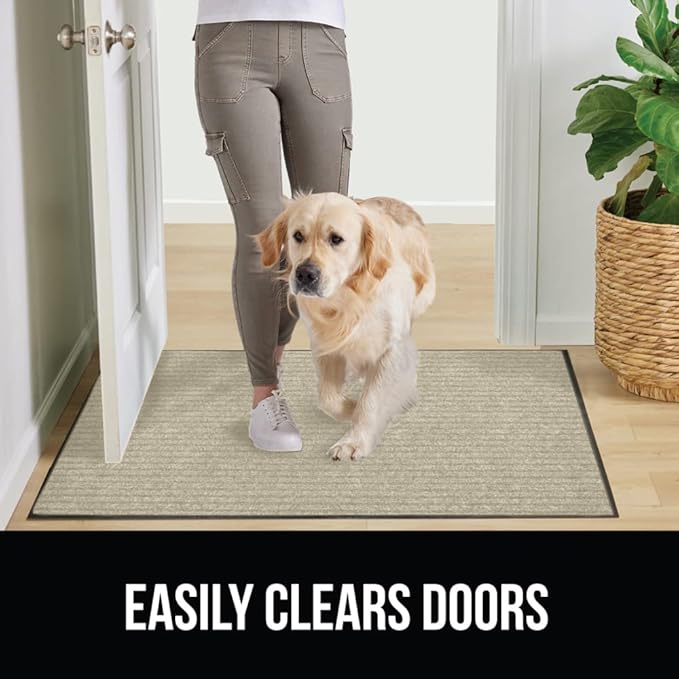 GORILLA GRIP Traffic Guard Door Mat, 2 Pack, Heavy Duty Waterproof Doormat, Commercial Office Space Welcome Mats, Stain and Fade Resistant, Low Profile, Strong Rubber Backing, 35x23, Beige
