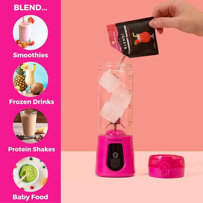 BLENDi Pro+ Portable Blender (New 2025 Model, 17.5oz, Hot Pink) – Upgraded 120W Motor, USB-C Rechargeable, Cordless Personal Blender Smoothies & Shakes – BPA-Free, Self-Cleaning, Travel-Friendly
