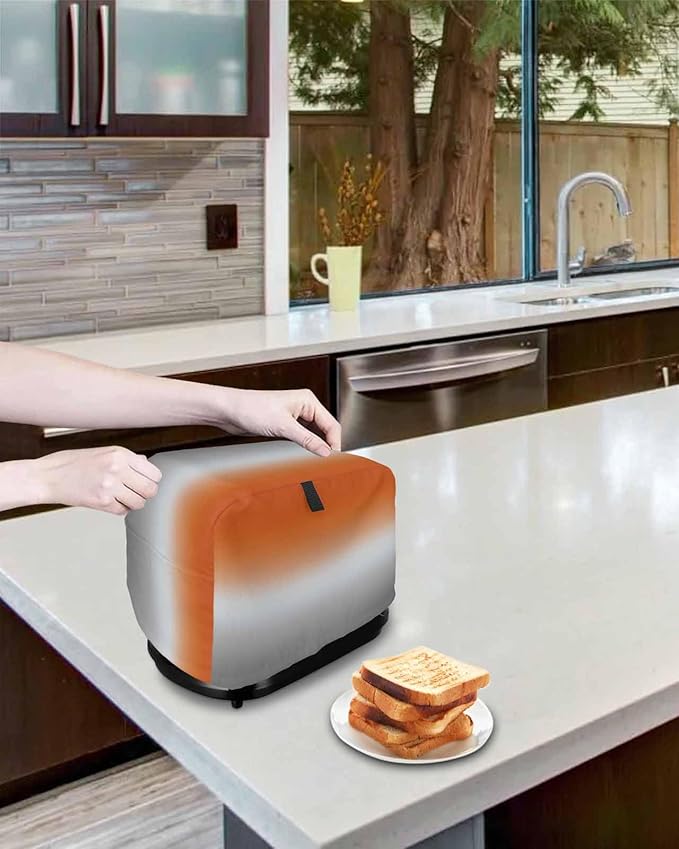 Toaster Cover 4 Slice Orange Grey Ombre Toaster Oven Cover with Pockets Gradient Gradual Color Dustproof Bakeware Protector Small Kitchen Appliance Dust Covers and Fingerprint Protection for Women