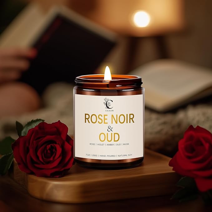 Rose Scented Candles for Women, Birthday Candles for Her Stress Relifef Aromatherapy Spa Candle Soy Wax Long Lasting Bath Relaxing Candles, Halloween Chirtmas Birthday New Job Gifts for Women Mother
