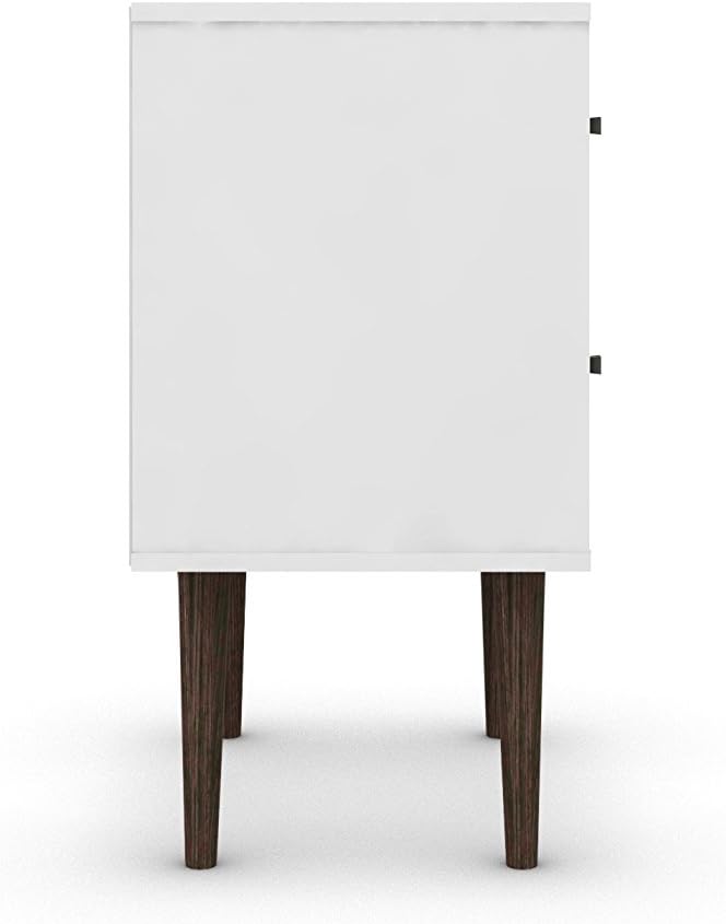 Manhattan Comfort Liberty Mid Century Modern Nightstand with Drawers, Bedside Table for Bedroom and Living Room, Night Stand Accent Decor, Easy Assembly, White/Yellow
