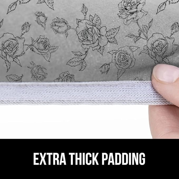 The Original GORILLA GRIP Ironing Board Cover and Pad, Silicone Coating, Thick Scorch Resistant Padding, Heavy Duty Iron Covers Standard Boards, Hook and Loop Fastener Strap, Gray Floral, 15x54