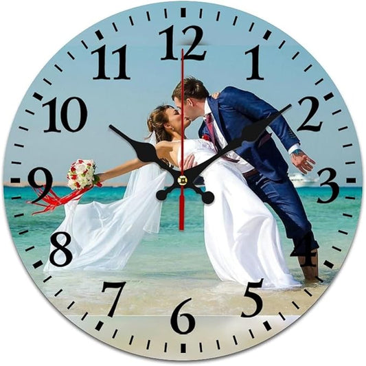 Custom Wall Clock, Personalized Analog Clock with Photo/Image Text, Non-Ticking Silent Clock, 23.62 inch
