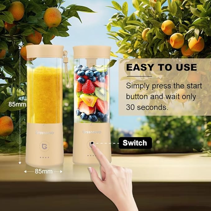 Portable Blender 500ml Personal with 6 Sharp Blades Rechargeable 5000mAh 18000-22000rpm Power for Shakes & Smoothies, BPA Free, for Kitchen, Office, Gym, Hiking(purple)