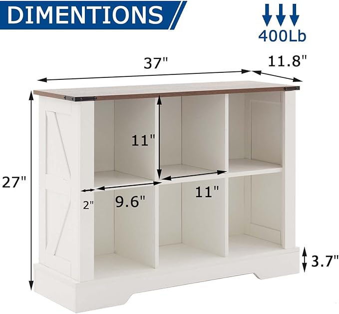 6 Cube Storage Organizer, 2 Tier Bookshelf, Vintage Wood Bookcase with Led Lights, Toy Storage Shelf, Wall Cube Shelves for Bedroom, Kids, Home Office, Living Room (White, 6)