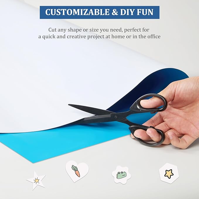 2 Pieces Magnetic Dry Erase whiteboard Paper with self Adhesive Backing Adhesive, 24“ x 18”, Easy to Write and Clean, for Kids Home playroom Office, Peel and Stick Wallpaper.
