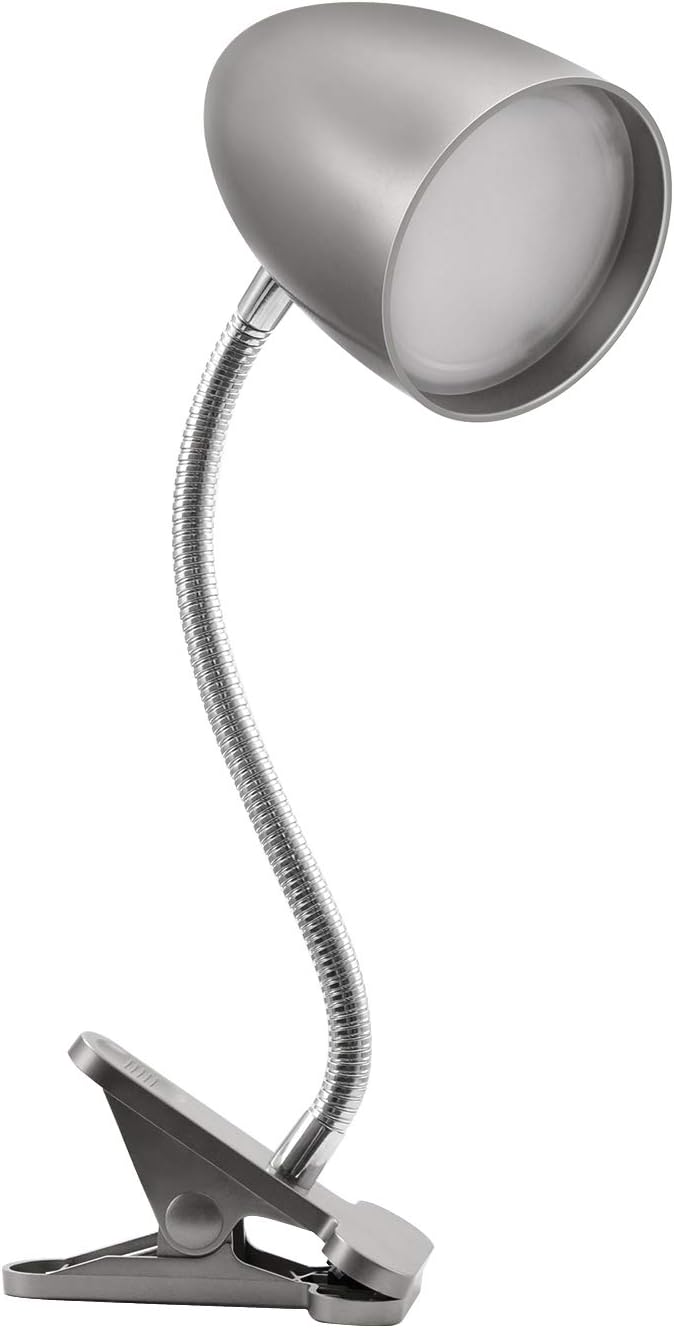 ENERGETIC SMARTER LIGHTING Desk lamp with Clamp, Non-Dimmable Clip Light for Bed and Desk, 4000K Cool White, 3.5W 240 LM Flexible Gooseneck lamp, Eye Protection, ETL Listed