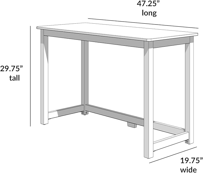 Max & Lily Solid Wood Desk, 47 Inches, Natural