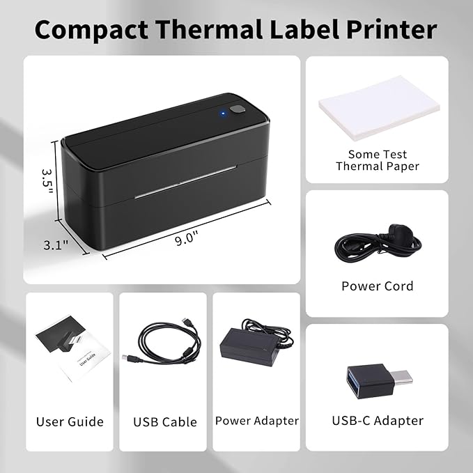ASprink Shipping Label Printer - 241BT Bluetooth Thermal Label Printers for Small Business, 4X6 Wireless Thermal Printer for Shipping Packages, Compatible with iPhone, Windows, USPS, Amazon, Black