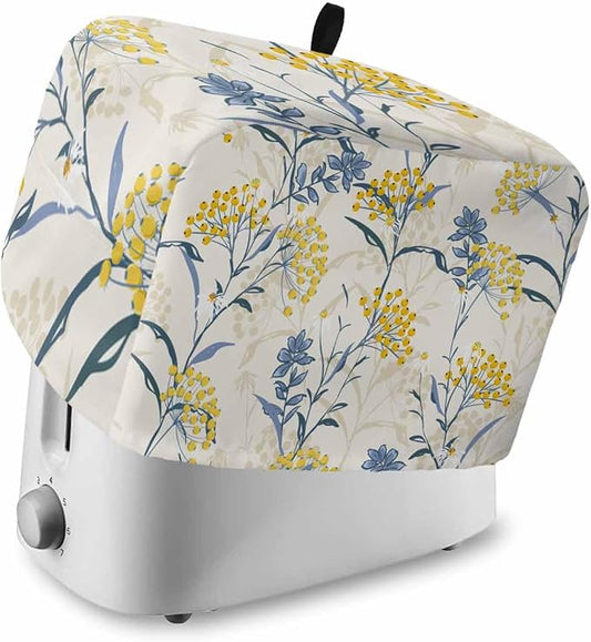 Toaster Cover 4 Slice Spring Summer Flowers Toaster Oven Cover with Pockets Yellow Berry Floral Plant Bakeware Protector Small Kitchen Appliance Dust Covers and Fingerprint Protection for Women