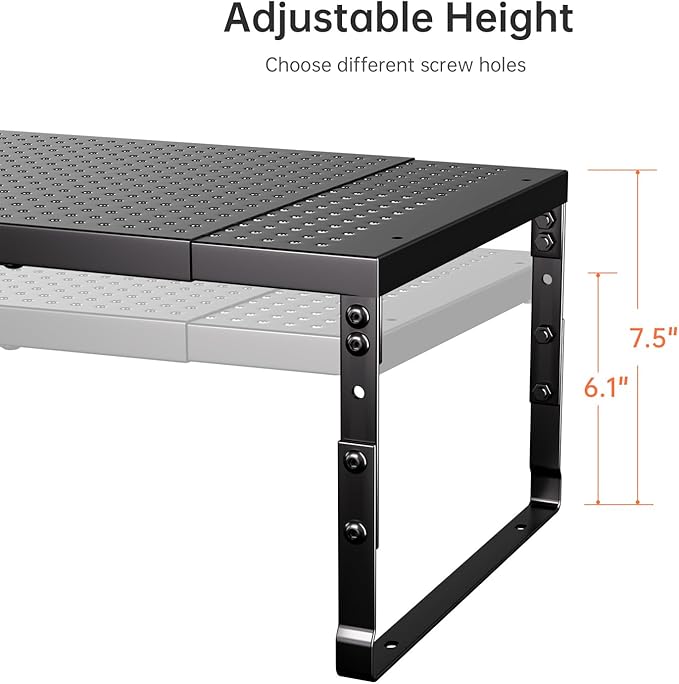 Cabinet Shelf,Expandable Adjustable Stackable Kitchen Organizer,for cabinets, Kitchens, countertops, bathrooms Shelf Organizer(1Pack/Black,Medium)