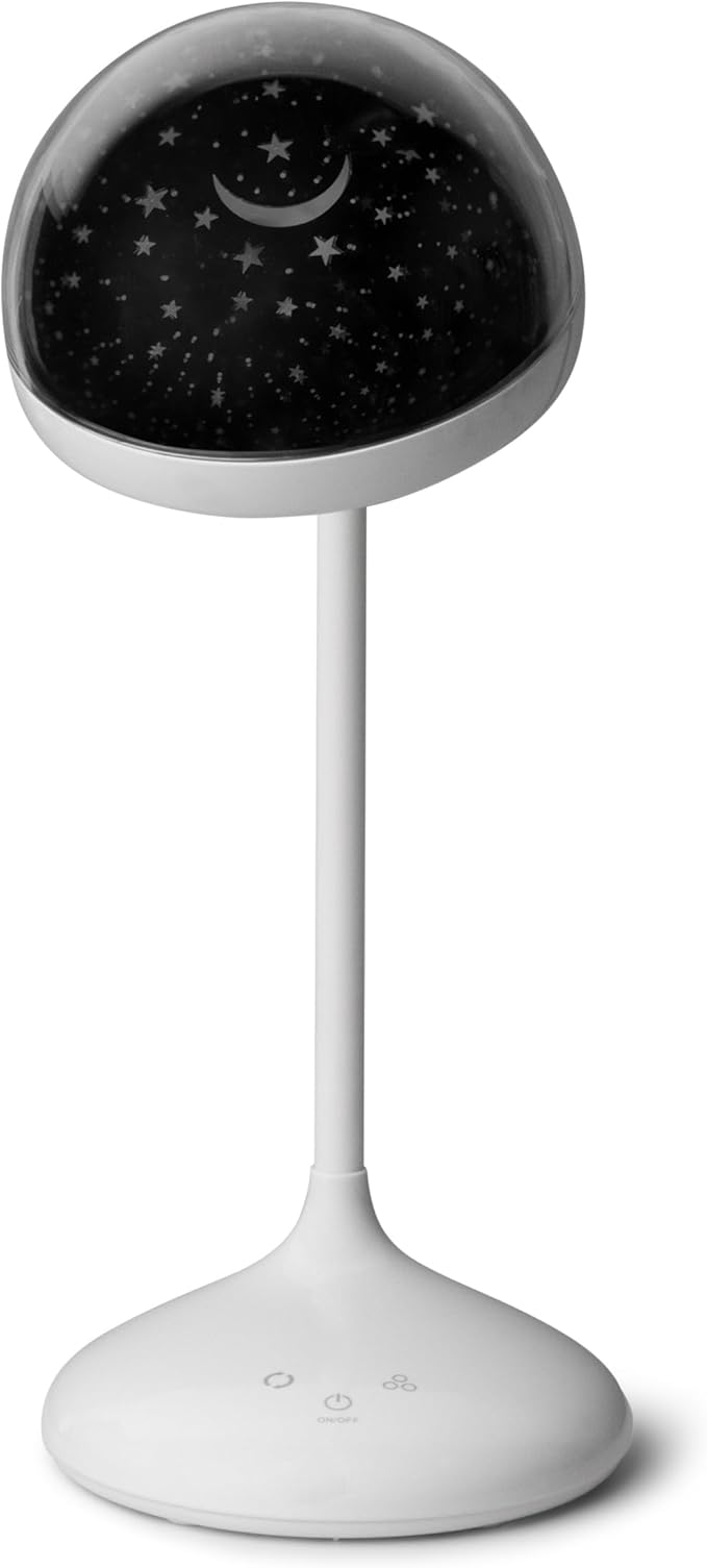 Cute Desk Lamp for Kids, Dimmable, Bright LED Study Light for Desk, Bedside Lamp with Star Projector Night Light for Kids Room Decor, Back to School Supplies, Funny Gift for Boys, Girls, Teens, White