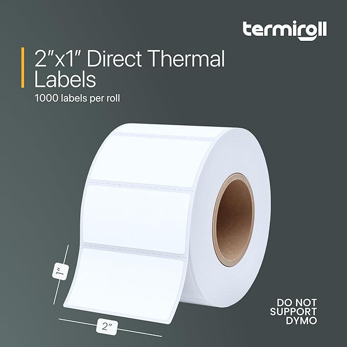 2x1 Thermal Label for Barcodes & Address - Perforated - 1000 Labels/Roll - Compatible with Most Direct Thermal Printers Rollo, Zebra - Strong Adhesive, BPA-Free, Commercial Grade (2"x1", 1000, Count)