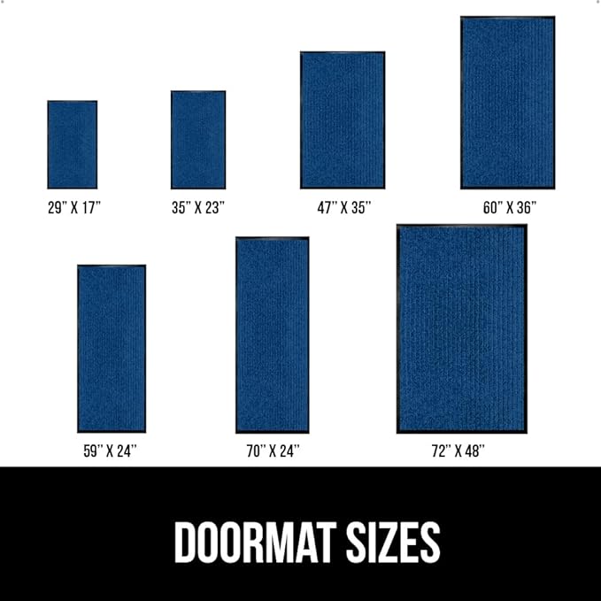 GORILLA GRIP Traffic Guard Door Mat, 2 Pack, Heavy Duty Waterproof Doormat, Commercial Office Space Welcome Mats, Stain and Fade Resistant, Low Profile, Strong Rubber Backing, 35x23, Blue
