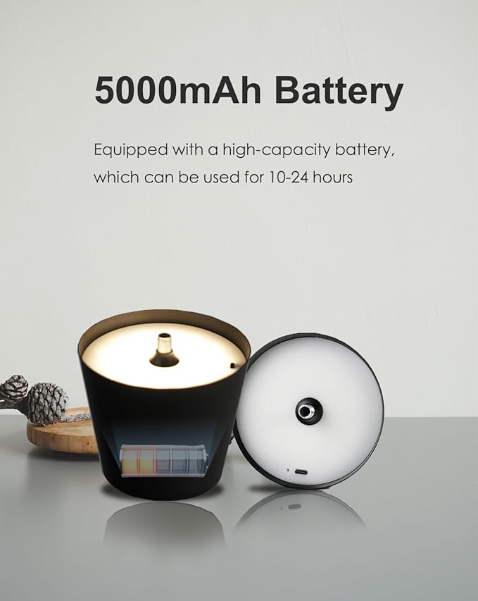 Cordless Table Lamp, Rechargeable Table Lamp with Touch Dimmable Control, Portable LED Desk Lamp for Indoor Patio (White-Round, 1)
