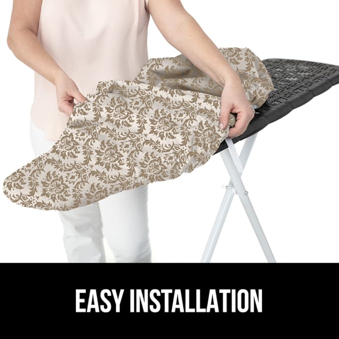 The Original GORILLA GRIP Ironing Board Cover and Pad, Silicone Coating, Thick Scorch Resistant Padding, Heavy Duty Iron Covers Standard Boards, Hook and Loop Fastener Strap, Damask, 15x54