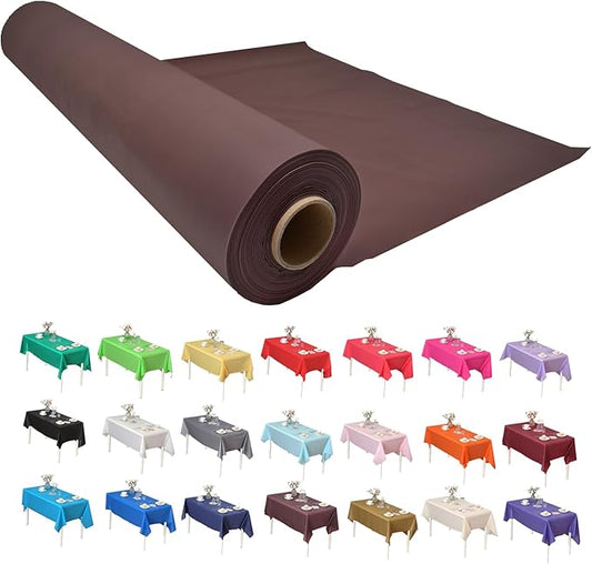 Craft And Party, Brown Plastic Table Cover Roll - 40in X 100 feet Heavy Duty Plastic Banquet Table Cover Roll. (Brown)
