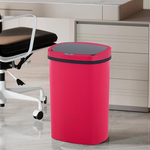 PayLessHere 13 Gallon Trash Can Kitchen Trash Can Automatic Garbage Can with Lid Touch Free High-Capacity Motion Sensor for Kitchen Bedroom Bathroom Office Wateproof Trash Bin (3, Red)