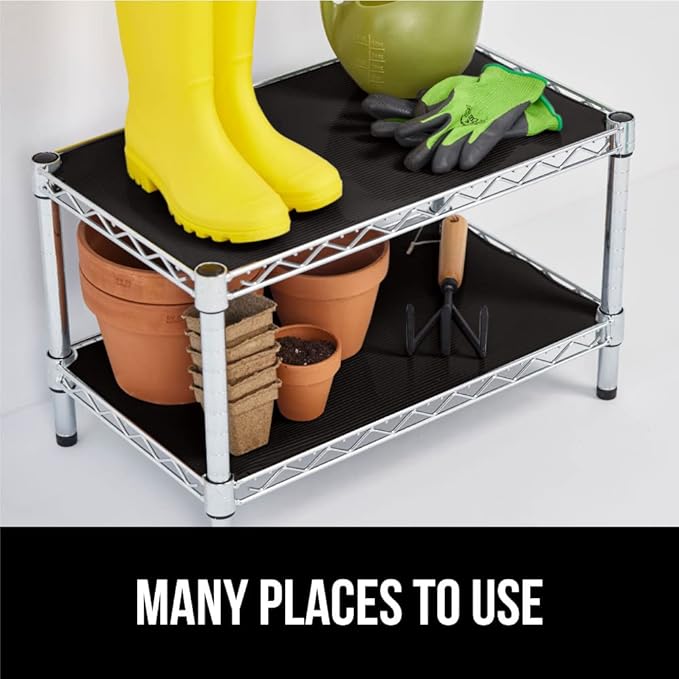 GORILLA GRIP DuraGuard Shelf Liner, 17.5x30 Non-Adhesive Cabinet Liners for Kitchen Drawers, Shelves, Refrigerator, Pantry Storage, Bathroom Closet, Durable Waterproof BPA Free Ribbed Plastic, Black