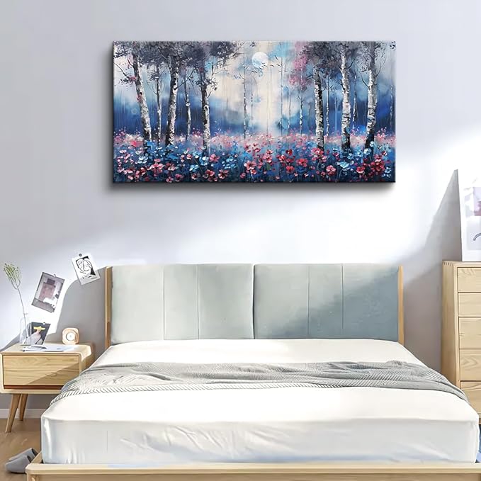 MHARTK66 Wall Art For Living Room Canvas Wall Decor For Bedroom Office Decorations Trees Forest Landscape Wall Paintings Stretched And Framed Pictures Modern Aesthetic Room Home Decor Mural Artwork