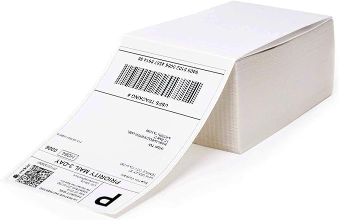 MFLABEL Fanfold 4" x 6" Direct Thermal Labels White Perforated Shipping Labels (30 Stacks)