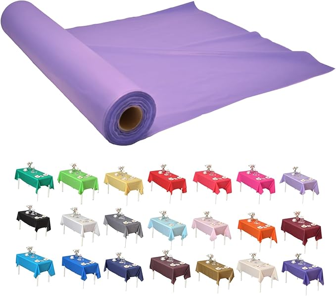 Craft And Party, Lavender Plastic Table Cover Roll - 40in X 100 feet Heavy Duty Plastic Banquet Table Cover Roll. (Lavender)