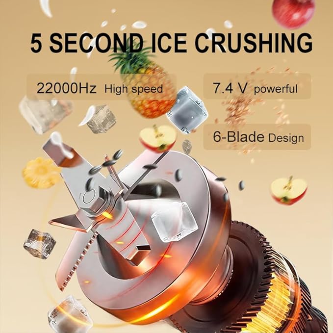 Portable Blender 500ml Personal with 6 Sharp Blades Rechargeable 5000mAh 18000-22000rpm Power for Shakes & Smoothies, BPA Free, for Kitchen, Office, Gym, Hiking(purple)