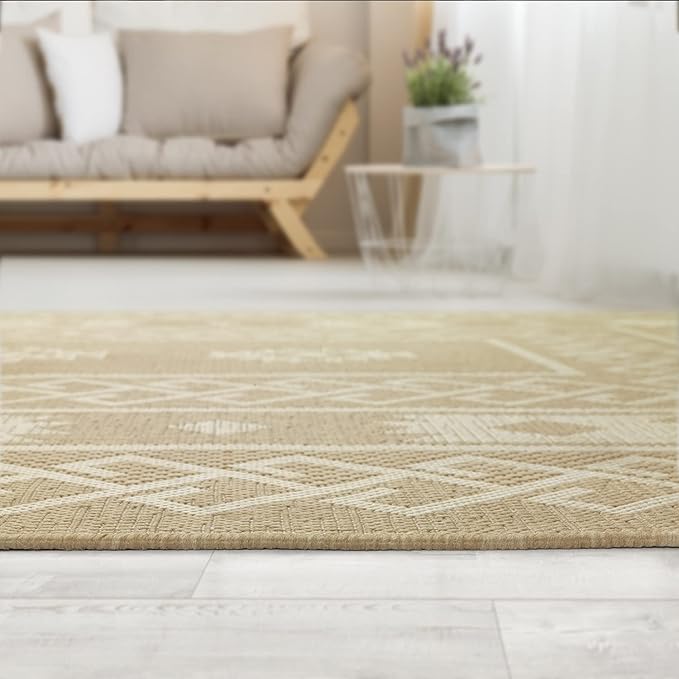 Antep Rugs Patio 8x10 Outdoor/Indoor Southwest Aztec Native Area Rug (Beige, 7'10" x 10')