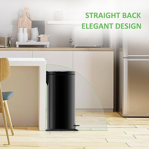 Kitchen Trash Can with Lid - 10.5Gallon/40L Oval Stainless Steel Trash Can with Removable Inner Liner and Lid Soft Close, Foot Pedal garbage can for Home Office,Fingerprint Proof Cleanly Black