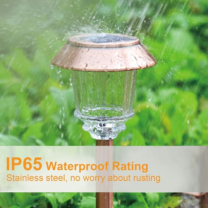 XMCOSY+ Solar Lights Outside Waterproof - 4 Pack Auto On/Off 10-40 LM Dimmable Outdoor Solar Lights for Yard Garden Pathway Driveway Walkway (Warm White)