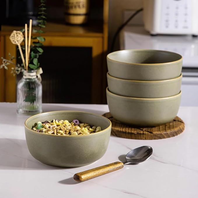 AmorArc Stoneware Dinnerware Sets for 4,Reactive Ceramic Plates and Bowls Set,Highly Chip and Crack Resistant | Dishwasher & Microwave Safe | Round Dishes Set Service for 4 (12pc)