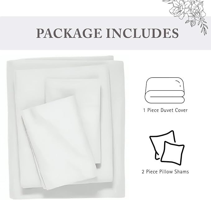 King Duvet Cover 1000 Thread Count 100% Egyptian Cotton Sateen Weave Long Staple White Quilt Cover 3 PC Bedding Set - Comforter Cover & 2 Pillow Shams with Zipper Closure