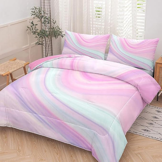 Tailor Shop Kids Comforter Set - Queen Size, Pink Girls Bedding Tie Dye Comforter & Pillowcases