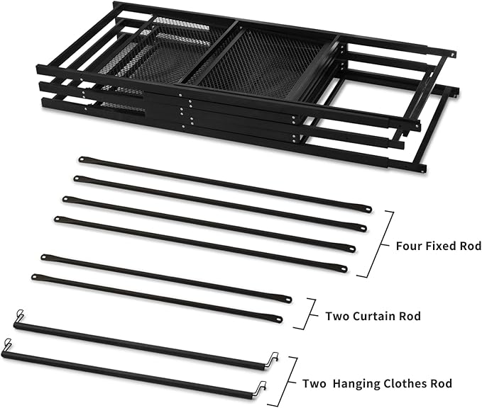Portable Closet Rack Heavy-Duty Foldable Garment Racks with Cover 1200lbs Enclosed Wardrobe Closet with Independent Area for Hanging Clothes Storaging of Bedding (75in*20in*67in)