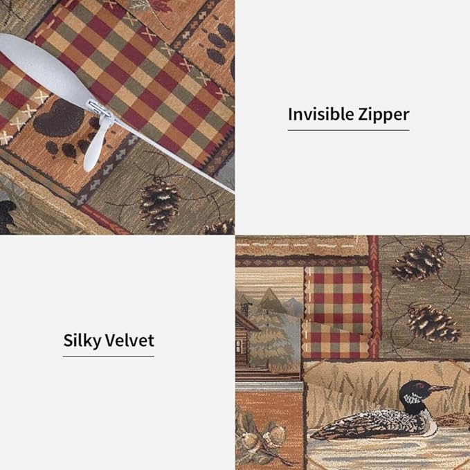 BETGINY Western Pillows Cover 24 x 24 Inch Pack of 2, Rustic Wildlife Cabin Bear Deer Throw Pillows Cover Linen Square Cushion Animal Pillowscase for Bedroom Home Sofa Decoration