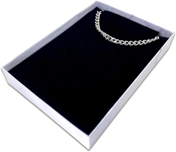 TheDisplayGuys - 12-Pack Cardboard Kraft Paper Jewelry Gift Boxes w. Velvet Padding - Necklace/Pendant - Marble White - #53 (5.4" x 3.9" x 1.0")