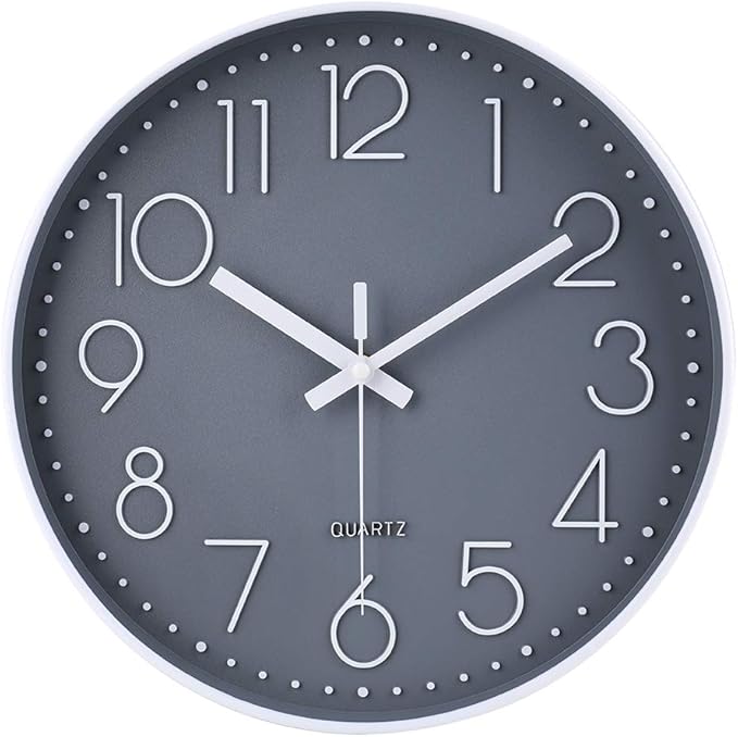 jomparis Wall Clock 12 Inch Non-Ticking Silent Battery Operated Round Wall Clock Modern Elegant Simple Style Decor Clock for Home/Office/School/Kitchen/Bedroom/Living Room