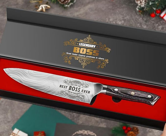 Gifts for Boss Men Christmas, 8" Pro German 1.4116 Stainless Steel Chef Knife, Kitchen Knife Gift for Boss Day Birthday, Boss Gifts for Men Women, Christmas Stocking Stuffers