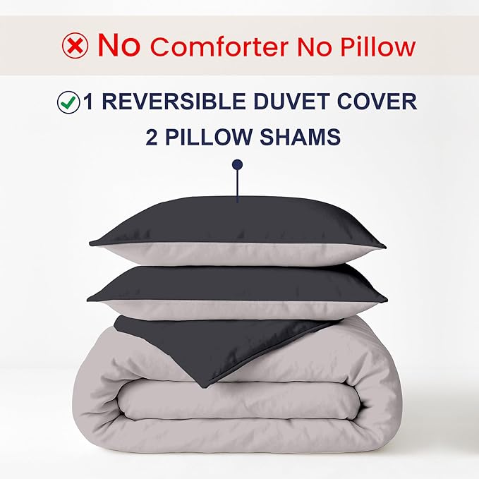 Kotton Culture 120"x120" 3 Pc Super King Plus/Super Oversize King Duvet Cover Set 100% Egyptian Cotton -600 TC Comforter Cover Zipper Closure & Corner Ties -Fits Only Extra Large Inserts -Blended Grey