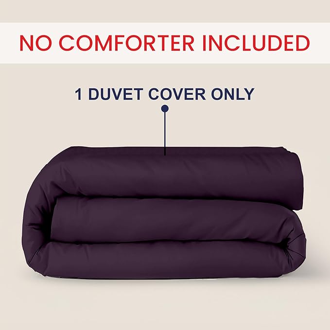 Kotton Culture 1 Pc Twin Size Duvet Cover Only -100% Egyptian Cotton Sateen 600 Thread Count Ultra Soft Premium Durable Comforter Cover Zipper Closure & Corner Ties (Plum, Twin/Twin XL 68" X 90")