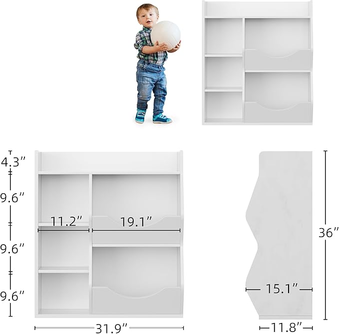 GarveeHome Kids Toy Storage Organizer, Children Bookcase with Storage Cubbies, Toddler Toy Shelf for Playroom, Living Room, Nursery