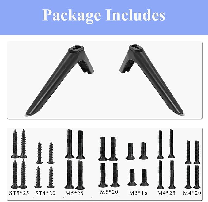 TV Stand Legs for RCA Roku Replacement Feet for Smart TVs 40in 42in 45in 46in 49in 50in 55in 60in 65in TV Legs Compatible with RCA LG TCL TVs