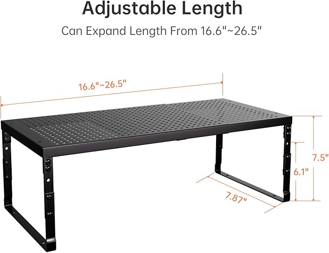 Cabinet Shelf,Expandable Adjustable Stackable Kitchen Organizer,for cabinets, Kitchens, countertops, bathrooms Shelf Organizer(1Pack/Black,Medium)